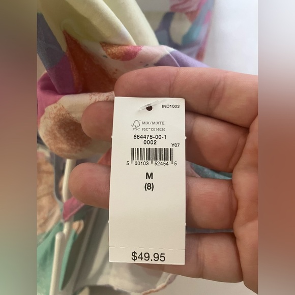 NEW!!! Gap Kids Summer Dress Girls 8 Watercolor 100% Cotton Casual Knee Length - Picture 6 of 8